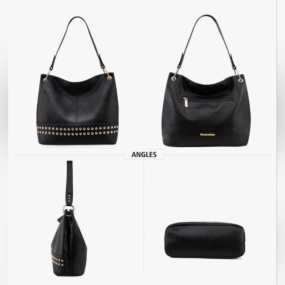 Montana West Black Shoulder Bag with Gold Accents.NWT. - Picture 4 of 10